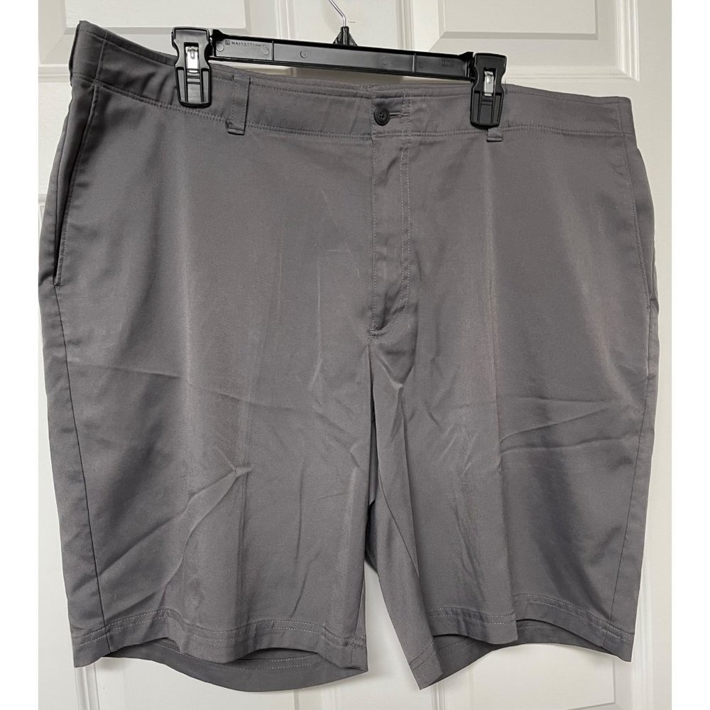 PGA Tour Mens Shorts 40 Gray Pro Series Flat Front Solid Golf Casual Polyester